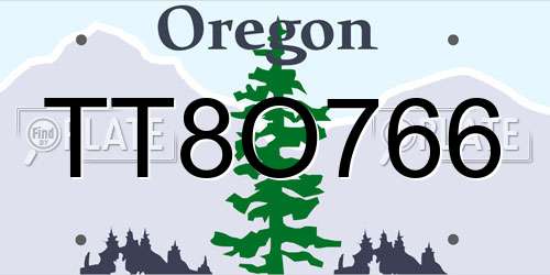 TT8O766 Oregon License Plate