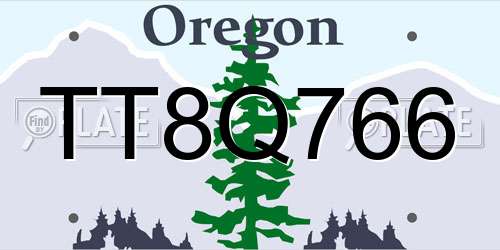 TT8Q766 Oregon License Plate