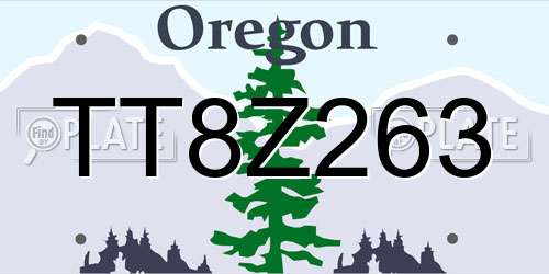 TT8Z263 Oregon License Plate