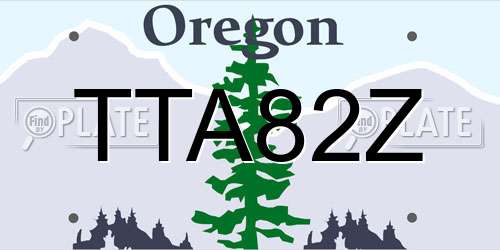 TTA82Z Oregon License Plate