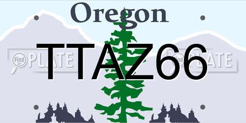 TTAZ66 Oregon License Plate
