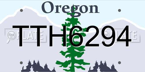 TTH6294 Oregon License Plate