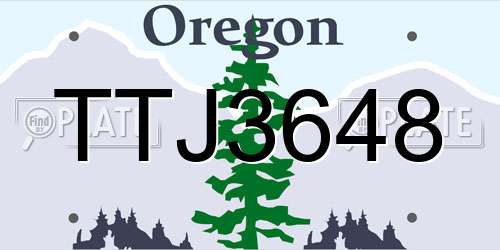 TTJ3648 Oregon License Plate