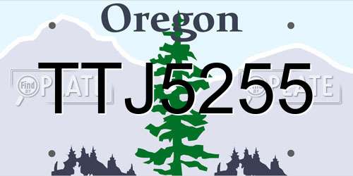 TTJ5255 Oregon License Plate