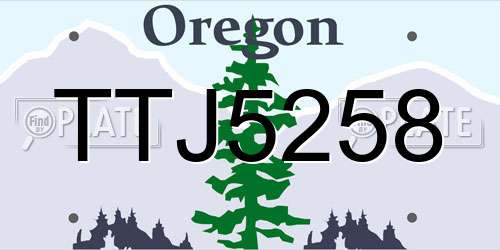 TTJ5258 Oregon License Plate