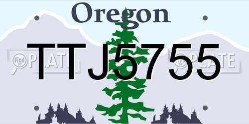 TTJ5755 Oregon License Plate