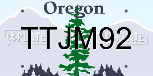 TTJM92 Oregon License Plate