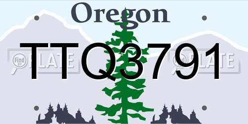 TTQ3791 Oregon License Plate