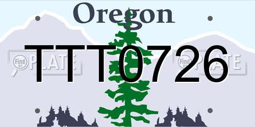 TTT0726 Oregon License Plate