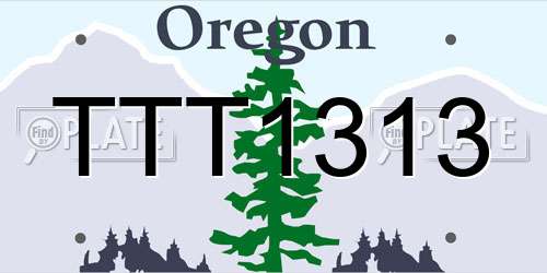 TTT1313 Oregon License Plate