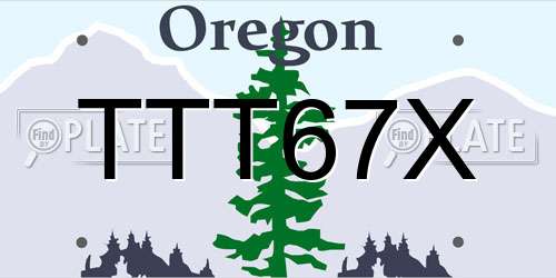 TTT67X Oregon License Plate