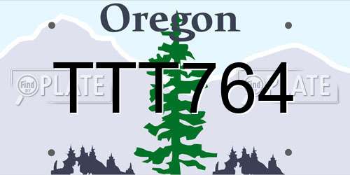TTT764 Oregon License Plate