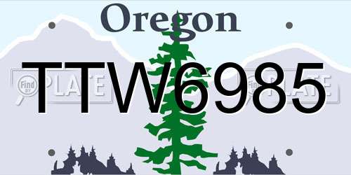 TTW6985 Oregon License Plate