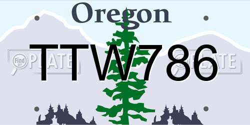 TTW786 Oregon License Plate