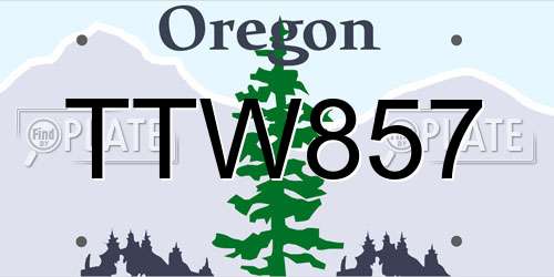 TTW857 Oregon License Plate