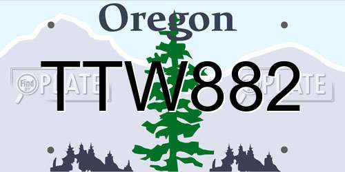 TTW882 Oregon License Plate