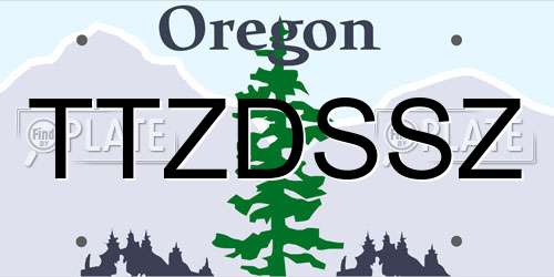 TTZDSSZ Oregon License Plate