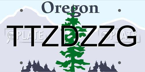 TTZDZZG Oregon License Plate
