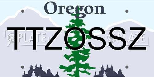 TTZOSSZ Oregon License Plate