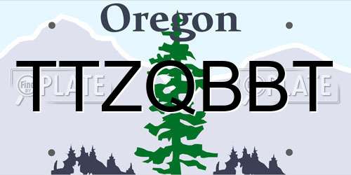 TTZQBBT Oregon License Plate