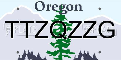 TTZQZZG Oregon License Plate