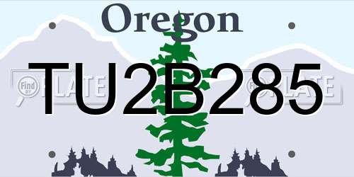 TU2B285 Oregon License Plate