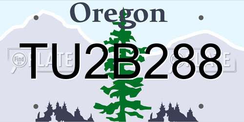TU2B288 Oregon License Plate