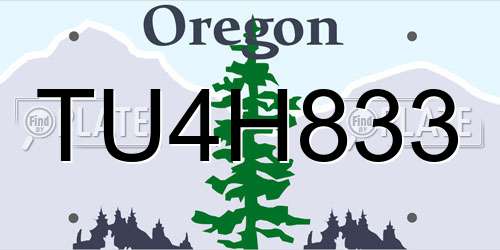 TU4H833 Oregon License Plate