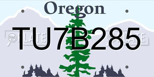 TU7B285 Oregon License Plate
