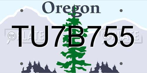 TU7B755 Oregon License Plate