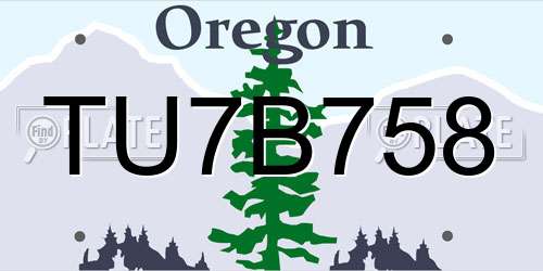 TU7B758 Oregon License Plate