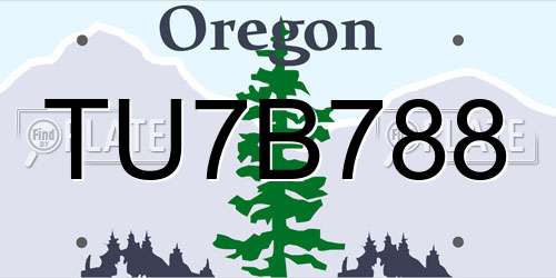 TU7B788 Oregon License Plate