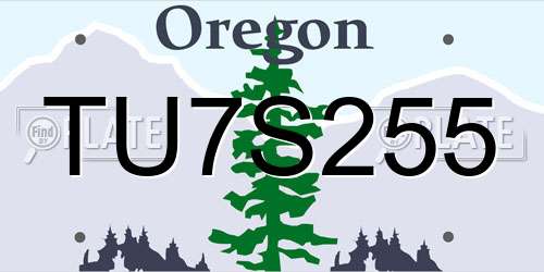 TU7S255 Oregon License Plate
