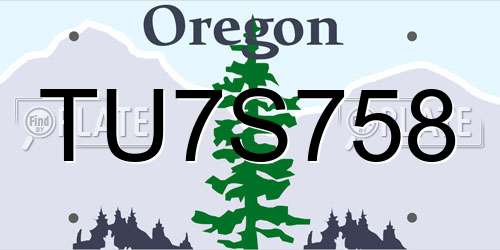 TU7S758 Oregon License Plate