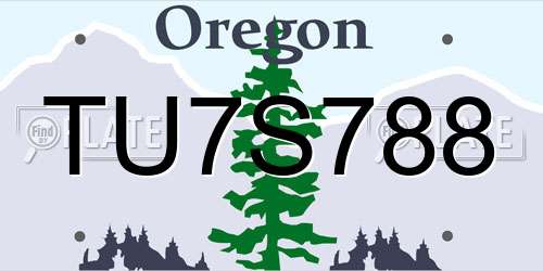 TU7S788 Oregon License Plate