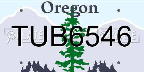 TUB6546 Oregon License Plate