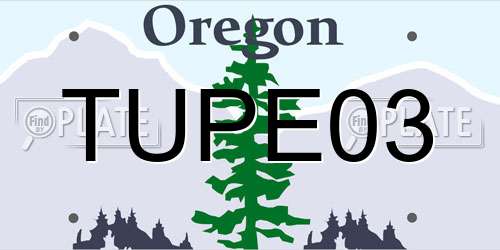TUPE03 Oregon License Plate