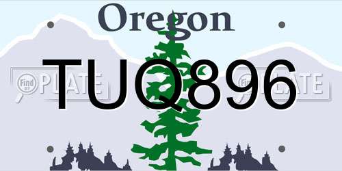 TUQ896 Oregon License Plate