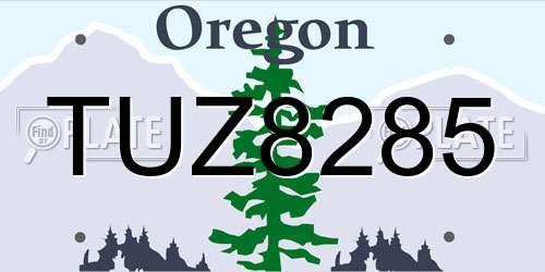 TUZ8285 Oregon License Plate
