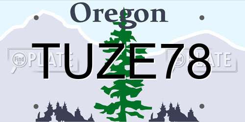 TUZE78 Oregon License Plate