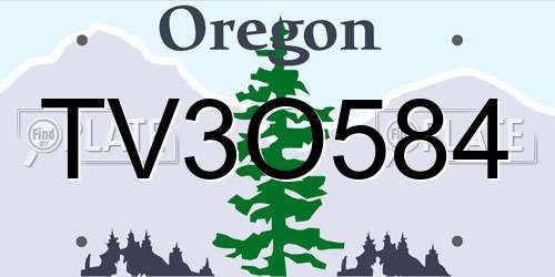TV3O584 Oregon License Plate