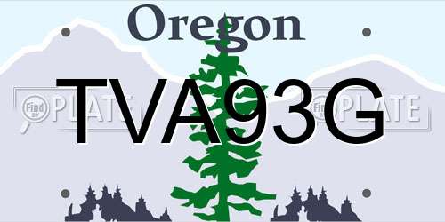 TVA93G Oregon License Plate