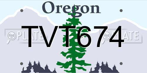 TVT674 Oregon License Plate