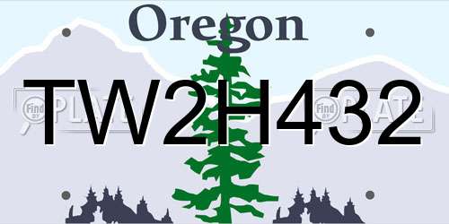 TW2H432 Oregon License Plate