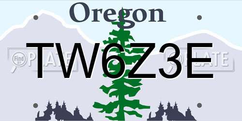 TW6Z3E Oregon License Plate