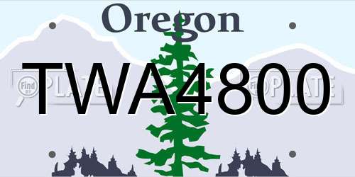 TWA4800 Oregon License Plate