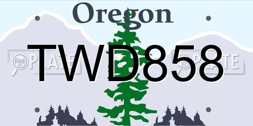 TWD858 Oregon License Plate