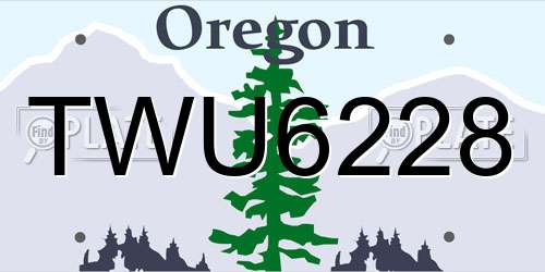 TWU6228 Oregon License Plate