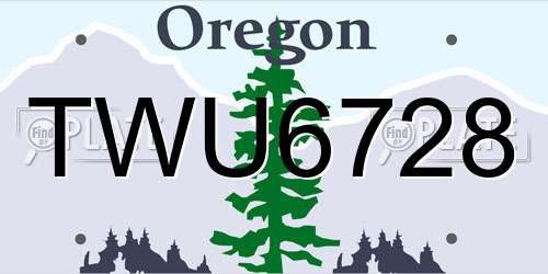 TWU6728 Oregon License Plate
