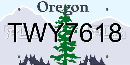 TWY7618 Oregon License Plate